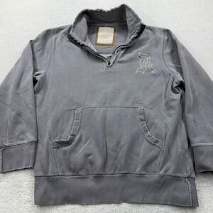 VTG Aeropostale Y2K Gray Pullover Quarter Zip Sweatshirt L Logo Graphic Pocket